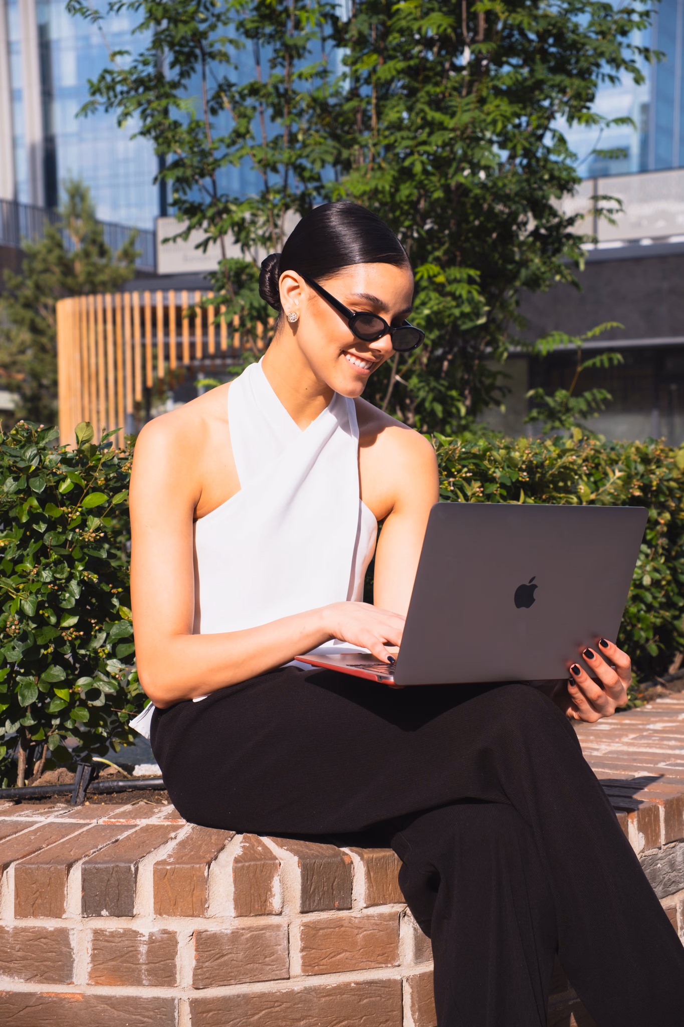 Woman learning with laptop